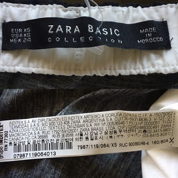 ZARA Strapless Striped Cropped Off Shoulder Blouse Black White XS - Picture 11 of 11